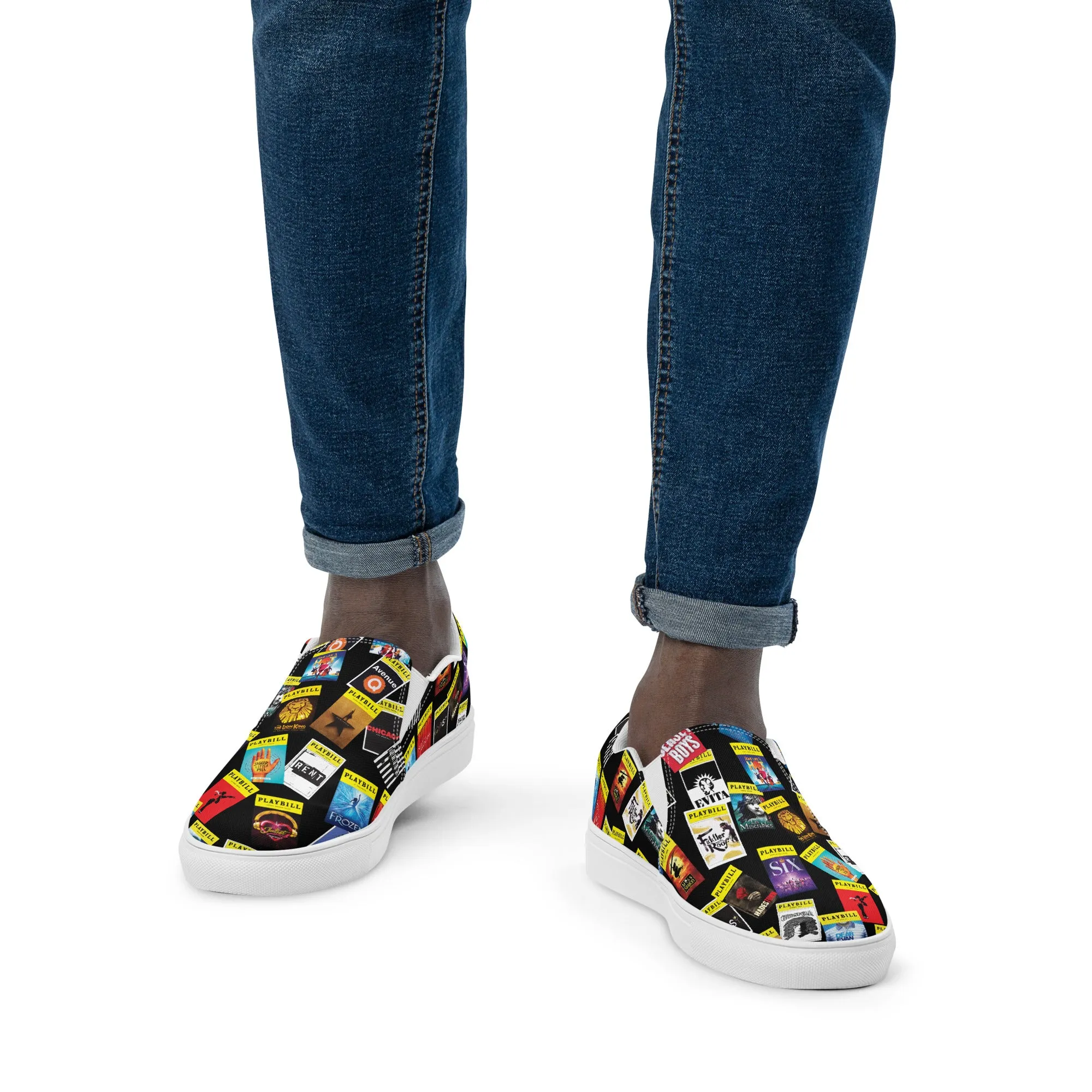 Playbill Covers - Men’s Slip-On Canvas Shoes in Black