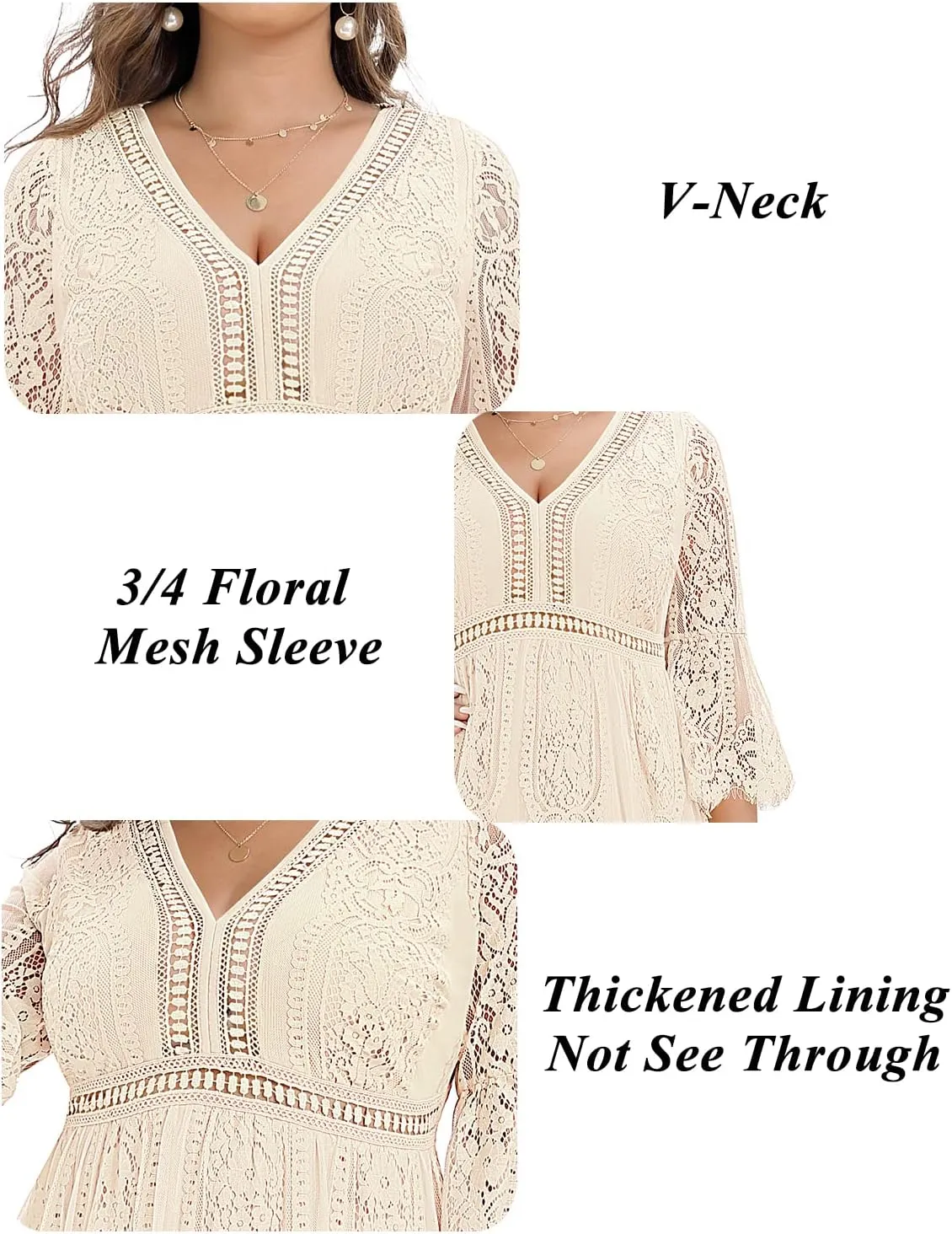 Plus Size Wedding Dress Boho - Maxi Bridal Shower Bohemian Formal Lace Long Dresses