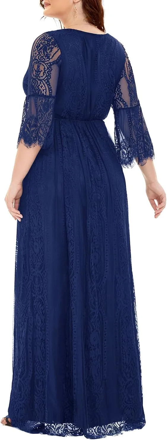 Plus Size Wedding Dress Boho - Maxi Bridal Shower Bohemian Formal Lace Long Dresses
