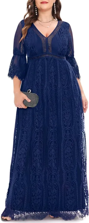 Plus Size Wedding Dress Boho - Maxi Bridal Shower Bohemian Formal Lace Long Dresses
