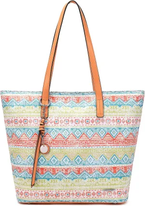 Pomelo Best Tote Bags for Women, Soft PU Leather Purses, Large Handbags with Zippers, Stylish Shoulder Tote Bags for Daily Use & Work, Bohemia Style