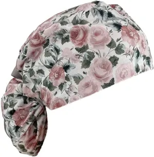 Ponytail Medical Scrub Cap – Mauve Paris Rose. Bouffant, Unisex Surgical Caps, Dr. Hats, Nurses Hats. Scrub Hat for Women & Men tie Back