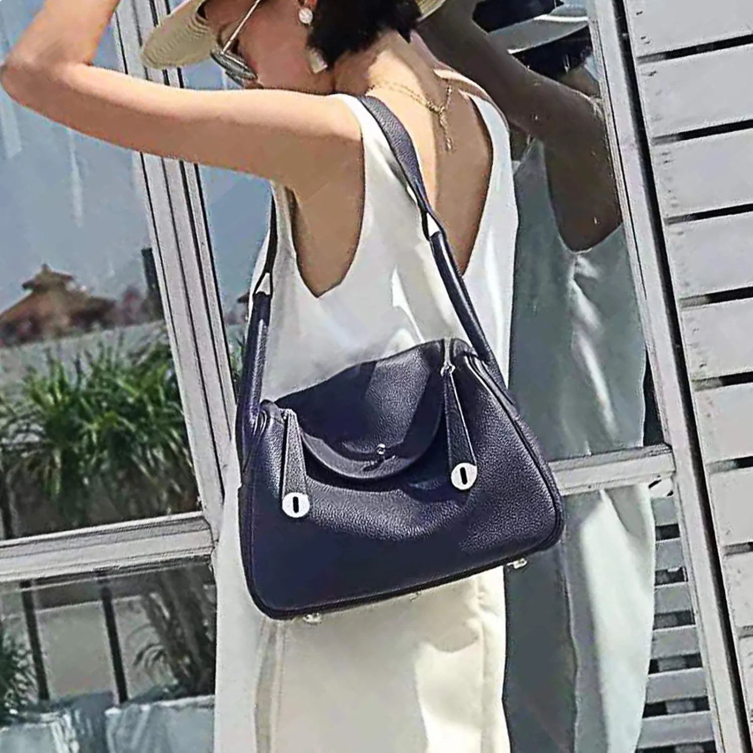 POPSEWING DIY Bag Kit LD Luxury Tote Bags for Women, Unique Gifts for Girlfriend, Romantic Leather Shoulder Bag Kit, DIY Handmade Crossbody Bag for Personalized Gifts (Large, Light Blue)