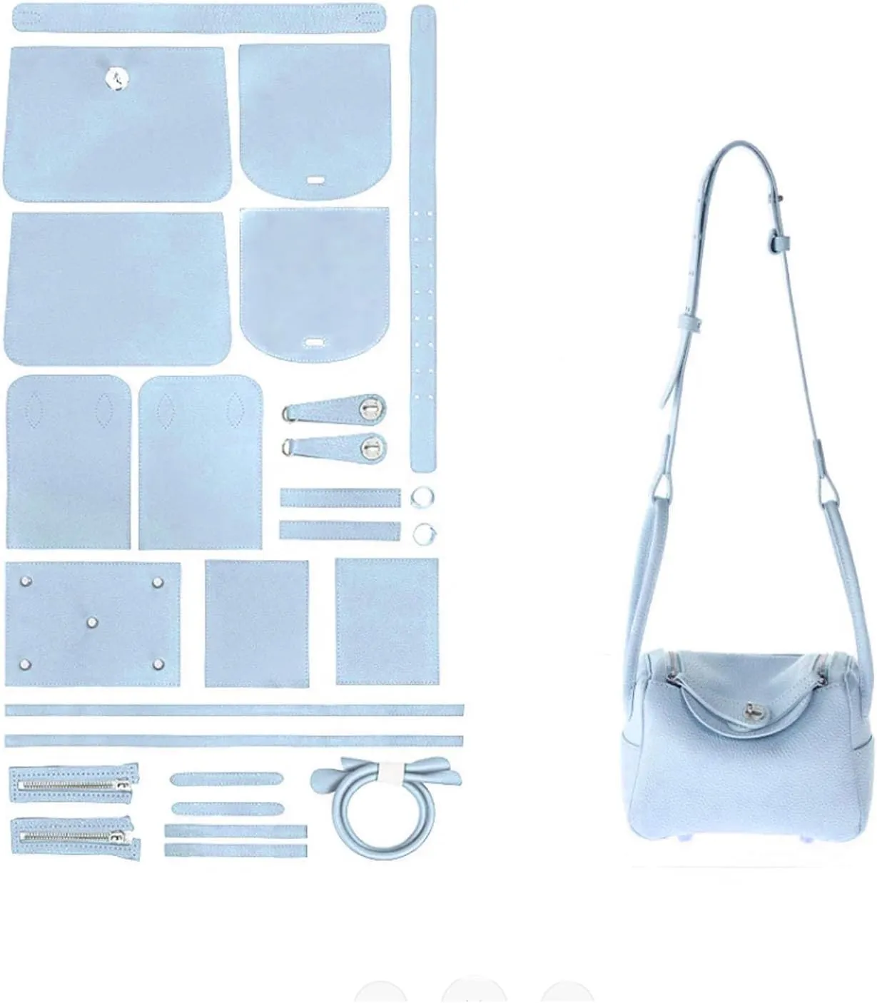 POPSEWING DIY Bag Kit LD Luxury Tote Bags for Women, Unique Gifts for Girlfriend, Romantic Leather Shoulder Bag Kit, DIY Handmade Crossbody Bag for Personalized Gifts (Large, Light Blue)