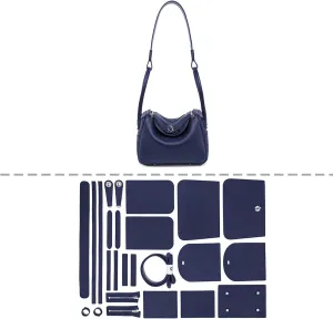 POPSEWING DIY Bag Kit LD Luxury Tote Bags for Women, Unique Gifts for Girlfriend, Romantic Leather Shoulder Bag Kit, DIY Handmade Crossbody Bag for Personalized Gifts (Large, Navy Blue-DIY Kits)