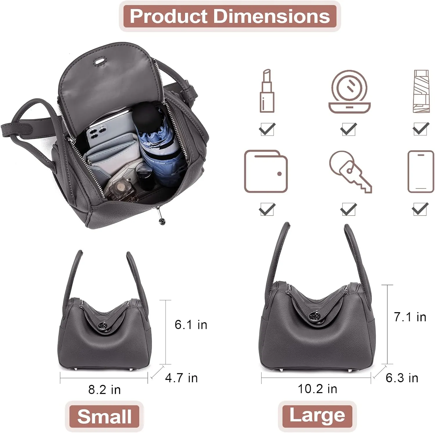 POPSEWING DIY Bag Kit LD Luxury Tote Bags for Women, Unique Gifts for Girlfriend, Romantic Leather Shoulder Bag Kit, DIY Handmade Crossbody Bag for Personalized Gifts (Small, Grey-DIY Kits)