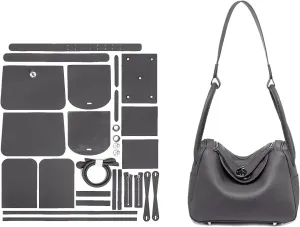 POPSEWING DIY Bag Kit LD Luxury Tote Bags for Women, Unique Gifts for Girlfriend, Romantic Leather Shoulder Bag Kit, DIY Handmade Crossbody Bag for Personalized Gifts (Small, Grey-DIY Kits)