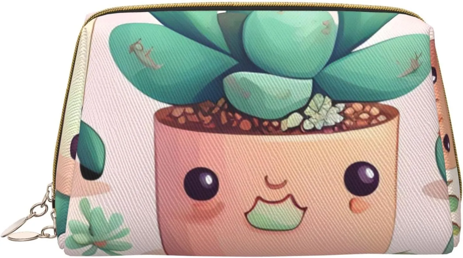 Portable Makeup Bag, Travel Organizer with Zipper, Large Cosmetic Bag, Lovely succulent plants Print Toiletry Case