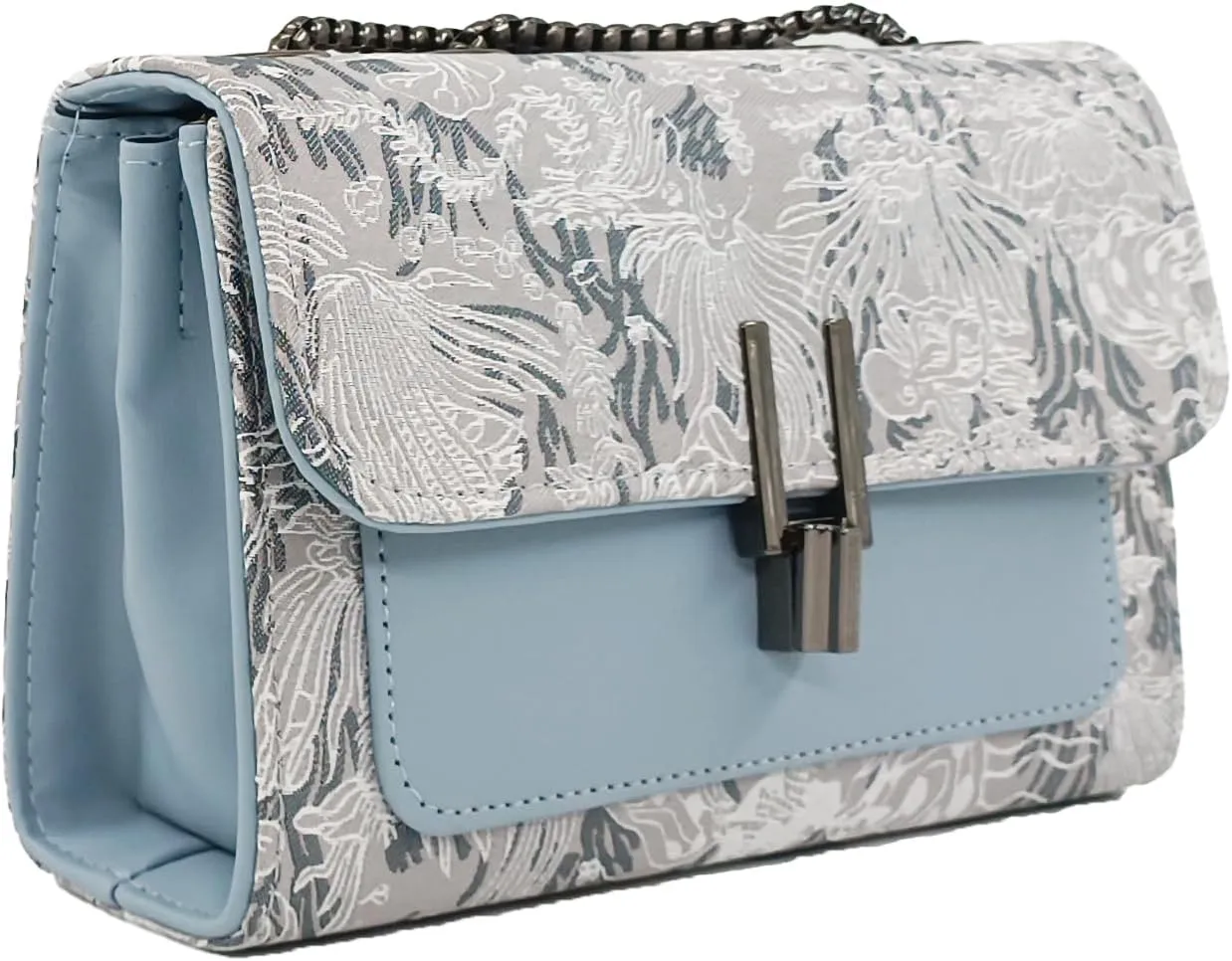 PORT&LOTUS Small Shoulder Purses for Women with Chain Strap Quilted Embroidery Handbags