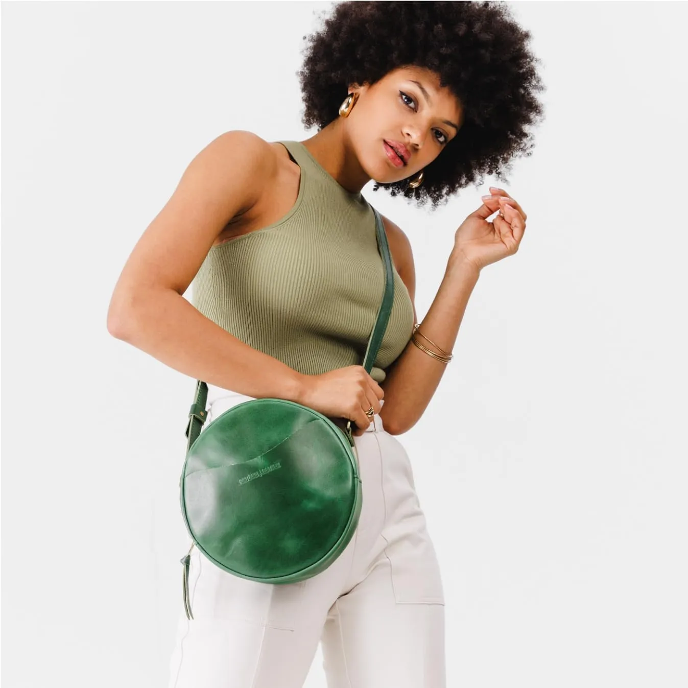 Portland Leather Goods Circle Crossbody Bag for Women – Handmade from the Finest Full-Grain Hides