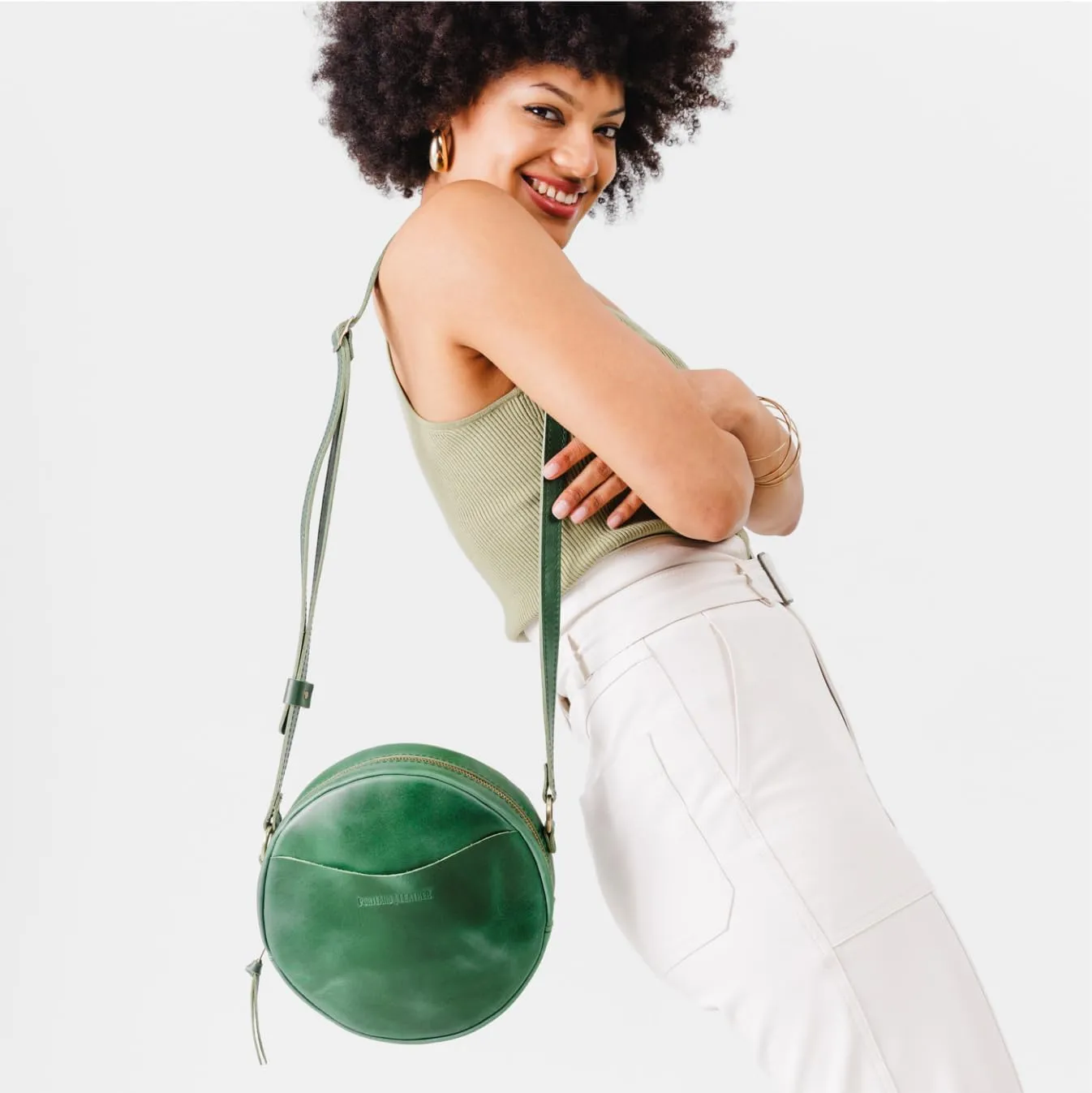 Portland Leather Goods Circle Crossbody Bag for Women – Handmade from the Finest Full-Grain Hides