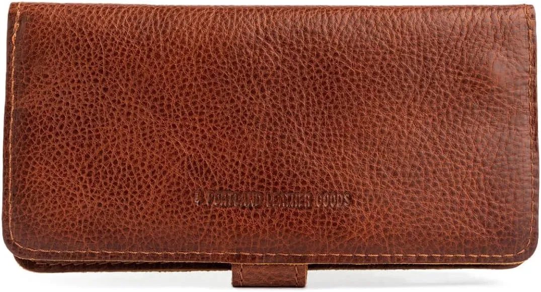 Portland Leather Goods Women's Bifold Wallet – Slim Design with Secure Snap, 8 Card Slots & Interior Zipper Pocket – Nutmeg