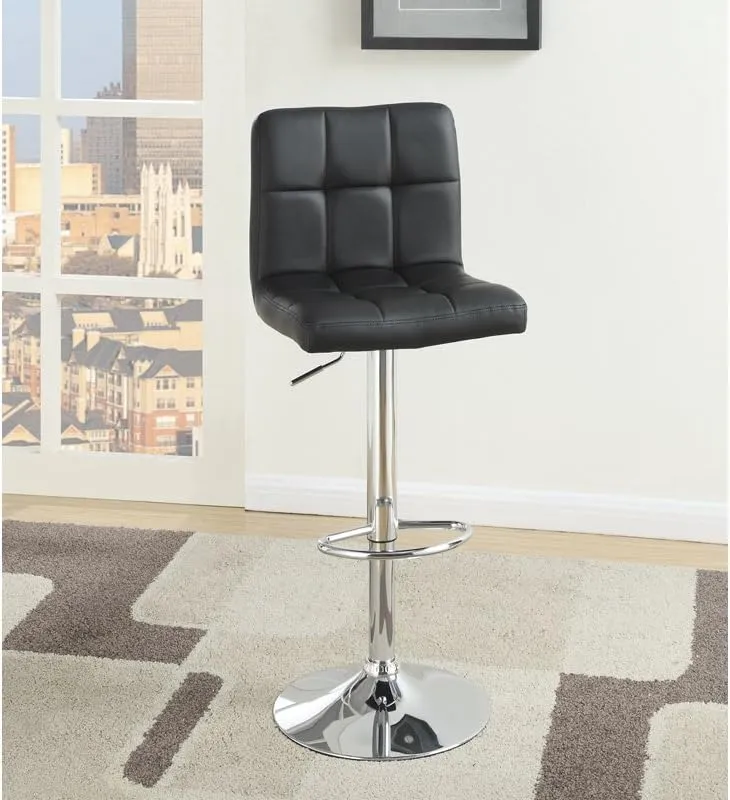 Poundex 2 Piece PU L Shape Barstool Set, Black