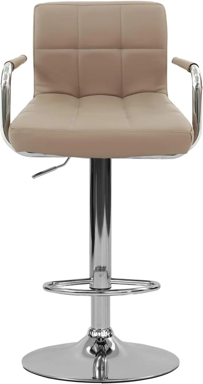 Poundex 2 Piece PU Tufted L Shape Barstool Set, Brown