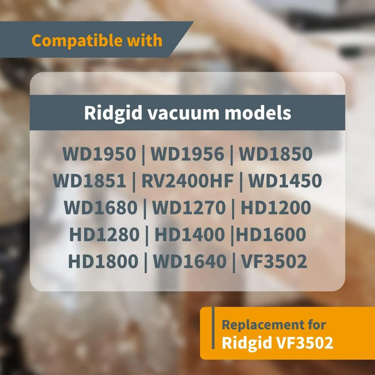 POWERTEC 23743 VF3502 Size A Shop Vacuum Bags for Ridgid 10 Pack, 12-16 Gal. Vacuum Bags for Ridgid HD1200, HD1400 Wet Dry Vac (75002-P5V)
