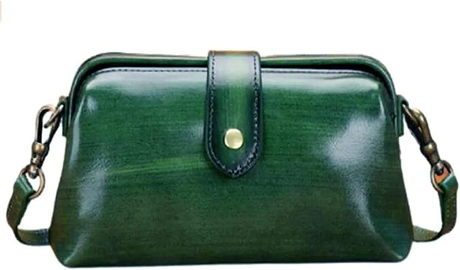 Premium Leather Retro Handmade Doctor Bag,Dr bag - retro handmade bag,Crossbody Unique Opening Small Vintage Phone Purse Handbags for Women (Green)