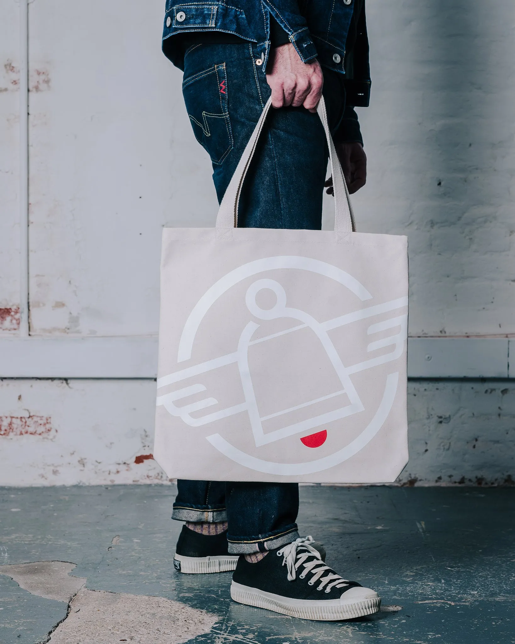 Printed Canvas Tote Bag - Iron Heart Logo Print