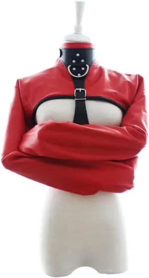 PU Leather Straight Jacket Sports Armor, Adjustable Novelty Fancy Costume Performance Jackets, Hand Cross Arm Guard Sleeve