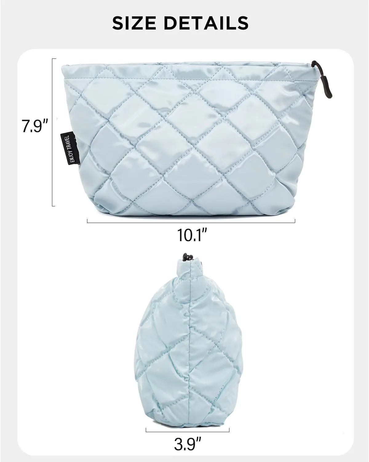 Puffer Makeup Bags for Women,Quilted Makeup Bag Cosmetic Bag, Travel Toiletry Bag for Women, Cute Makeup Bag Organizer Puffer Makeup Pouch Bag for Women Travel Essentials Toiletries (Large Blue)