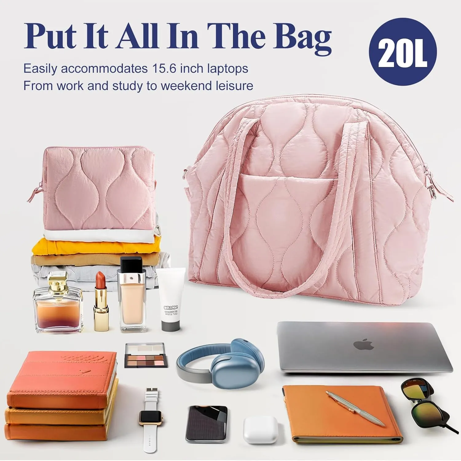 Puffer Tote Bag for Women - Large Quilted Tote Bag Soft Puffy Hobo Handbags Bag for Laptop Crossbody Bag Puff Purse