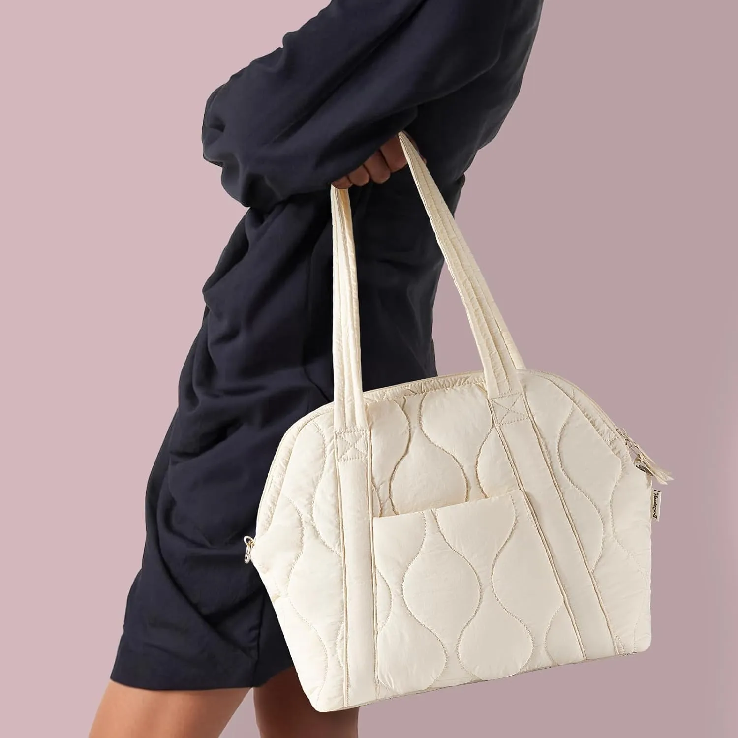 Puffer Tote Bag for Women - Large Quilted Tote Bag Soft Puffy Hobo Handbags Bag for Laptop Crossbody Bag Puff Purse