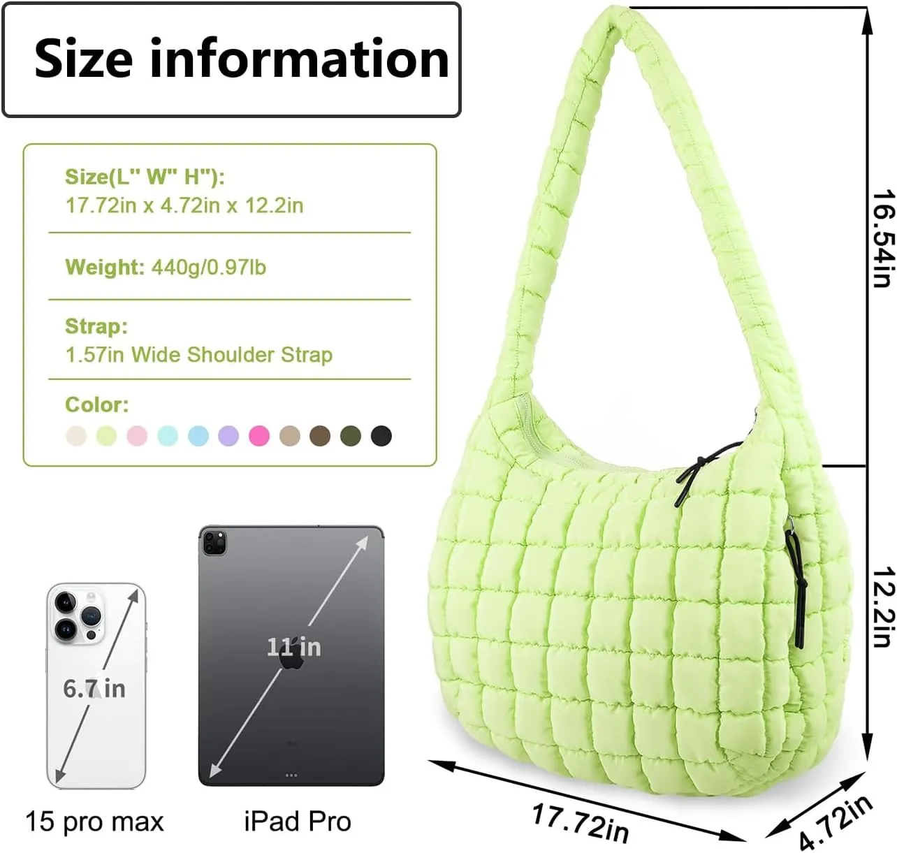 Puffer Tote Bag Quilted Tote Bag for Women Hobo Handbags Puff Purse Quilted Carryall Bag Soft Puffy Crossbody Bag