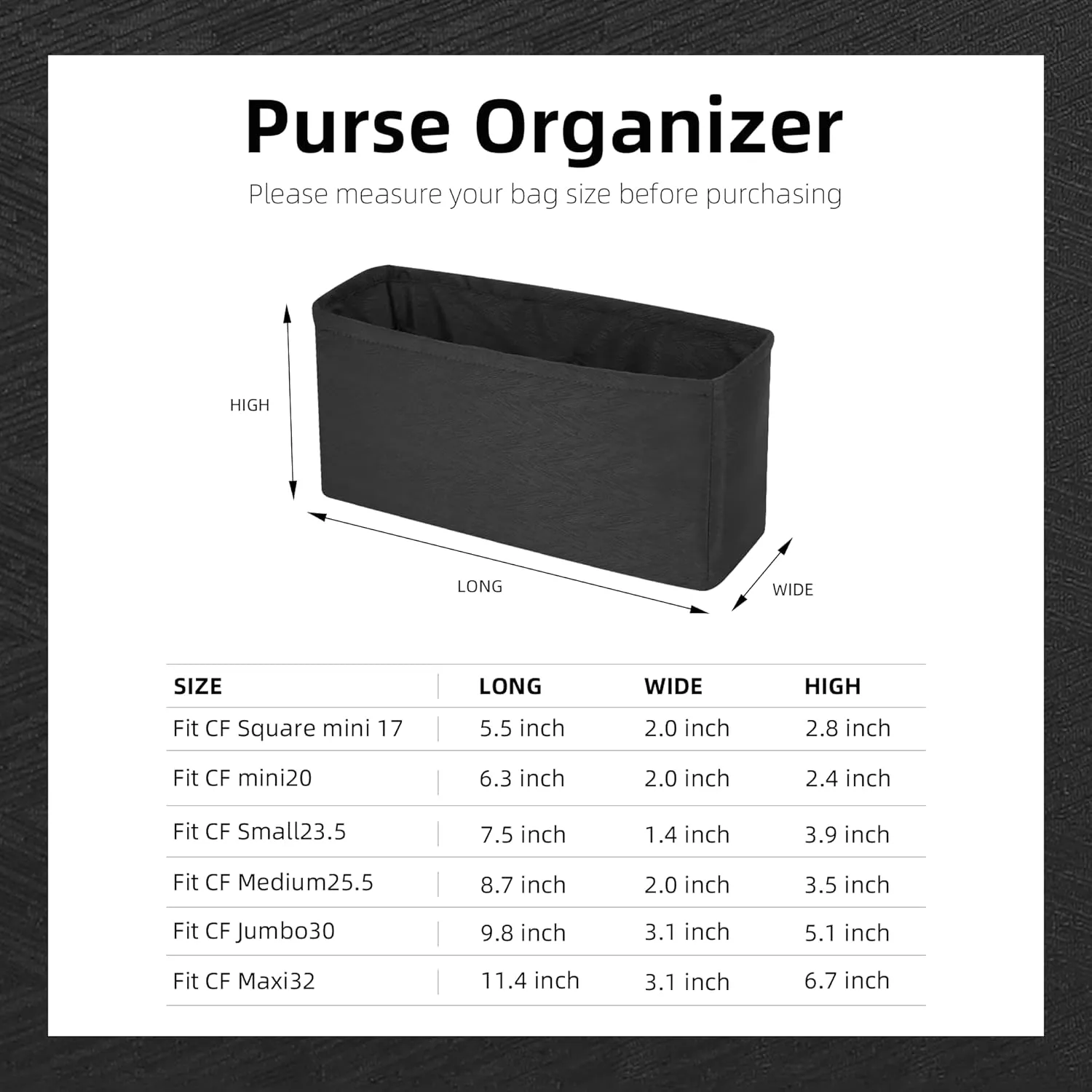 Purse Organizer Insert Fits Chanel Classic Flap Bags, Lightweight Bag Shaper for Women Luxury Handbag Tote, Soft Inner Bag(CF Maxi32,Black)