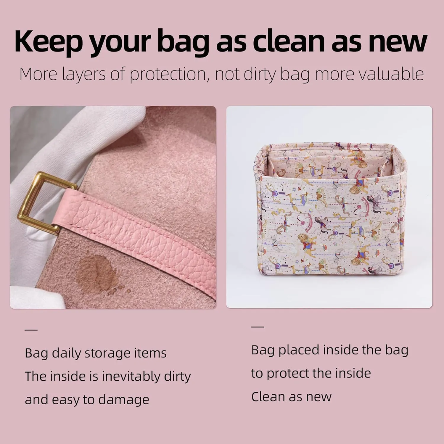 Purse Organizer Insert, unique pattern Bag organizer, bag in bag for luxury bags, fit Picotin 18/22 bags (PC18, Circus(Pink))