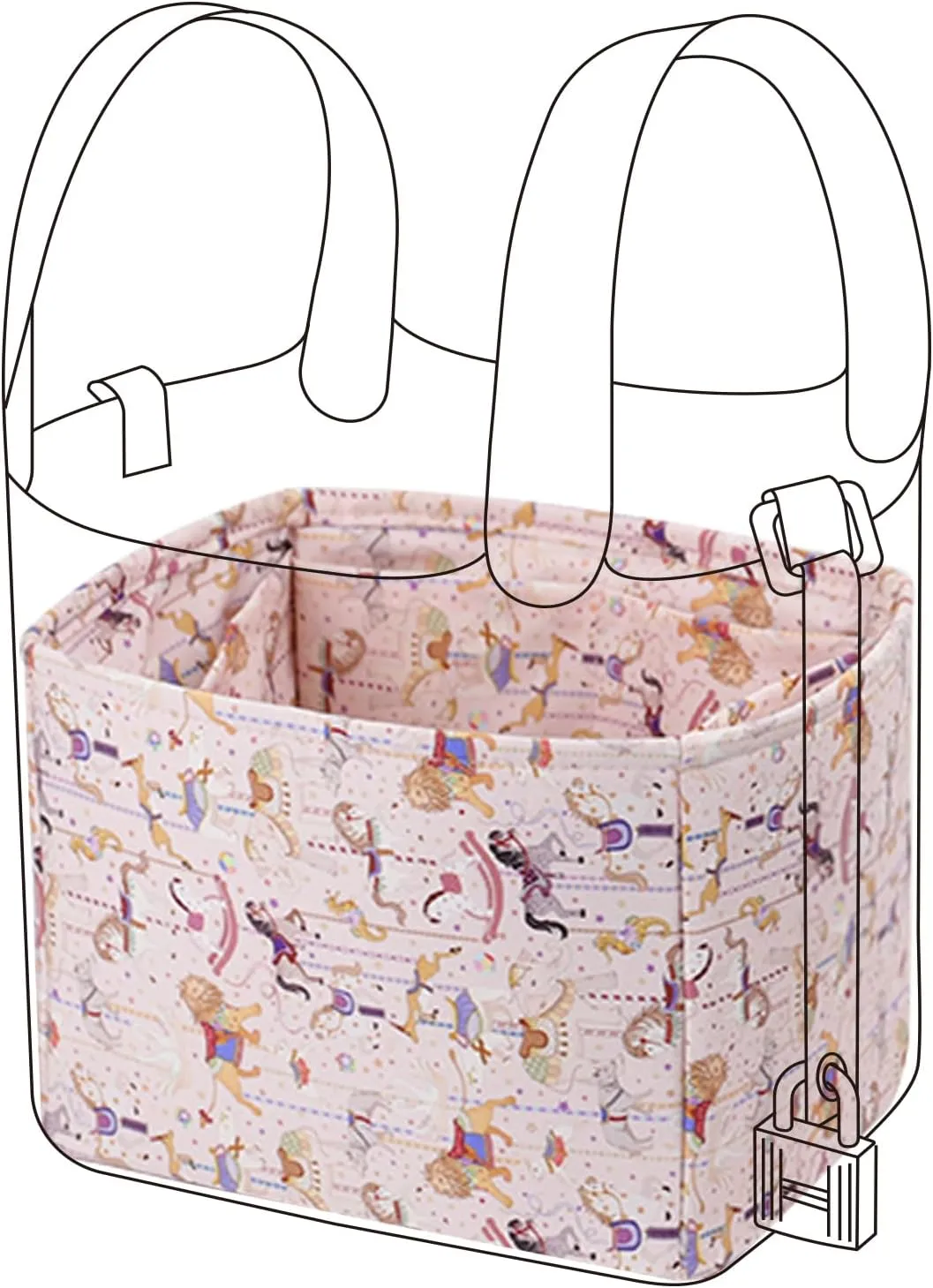Purse Organizer Insert, unique pattern Bag organizer, bag in bag for luxury bags, fit Picotin 18/22 bags (PC18, Circus(Pink))