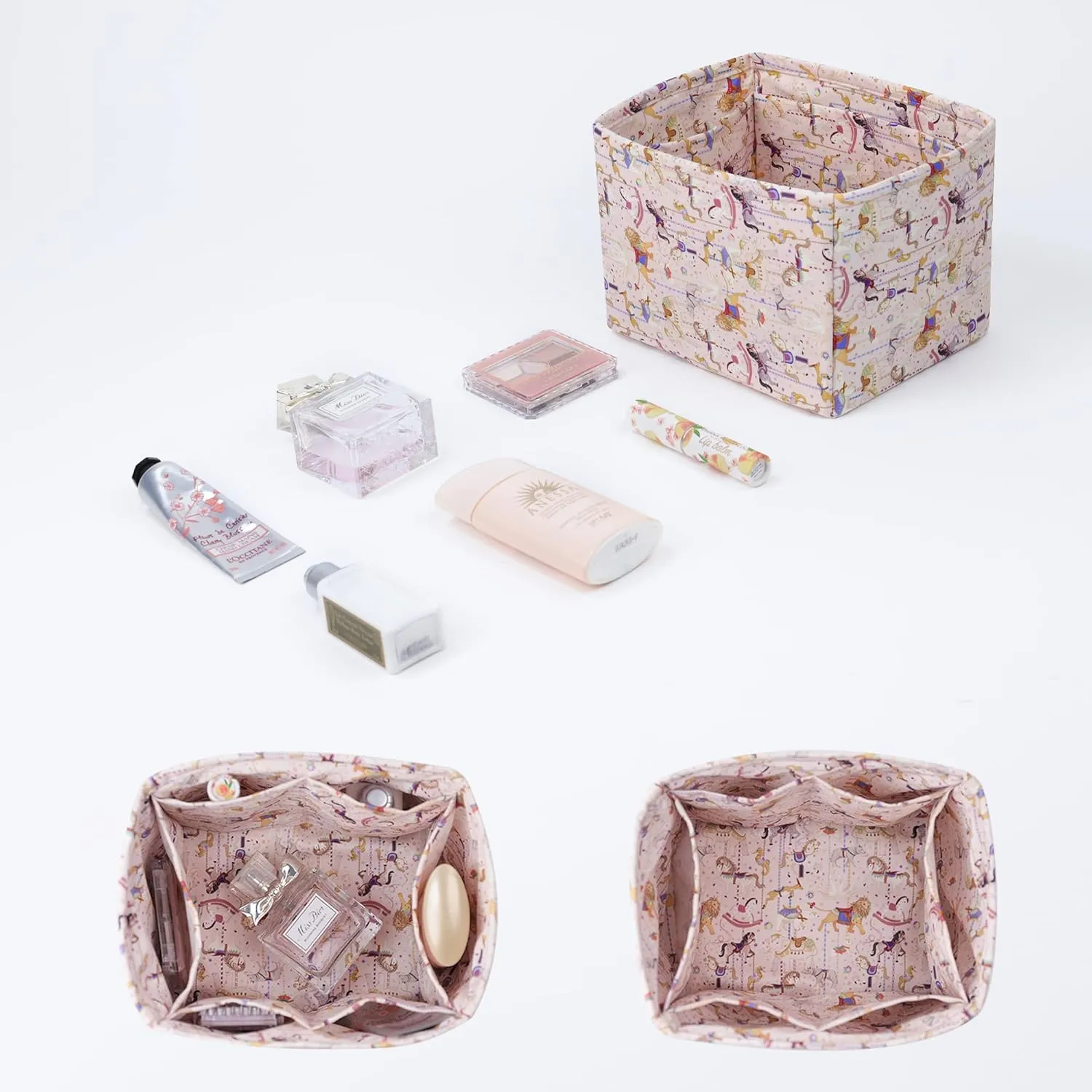 Purse Organizer Insert, unique pattern Bag organizer, bag in bag for luxury bags, fit Picotin 18/22 bags (PC18, Circus(Pink))