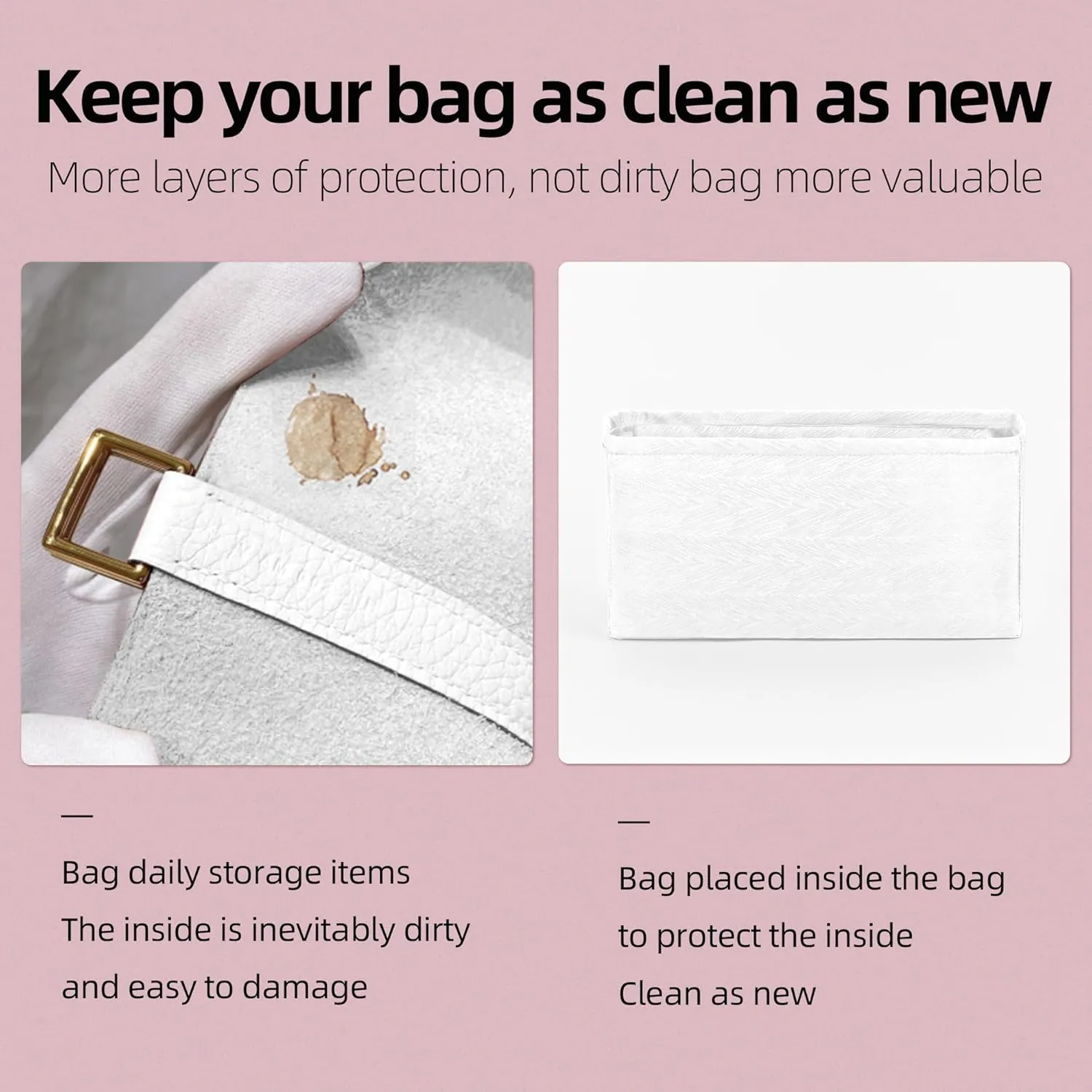 Purse Organizer Insert, unique pattern Bag organizer Liner, Backpack Organiser Insert, Bag Tote Shaper fit Dior Lady D-Joy (Small,White)