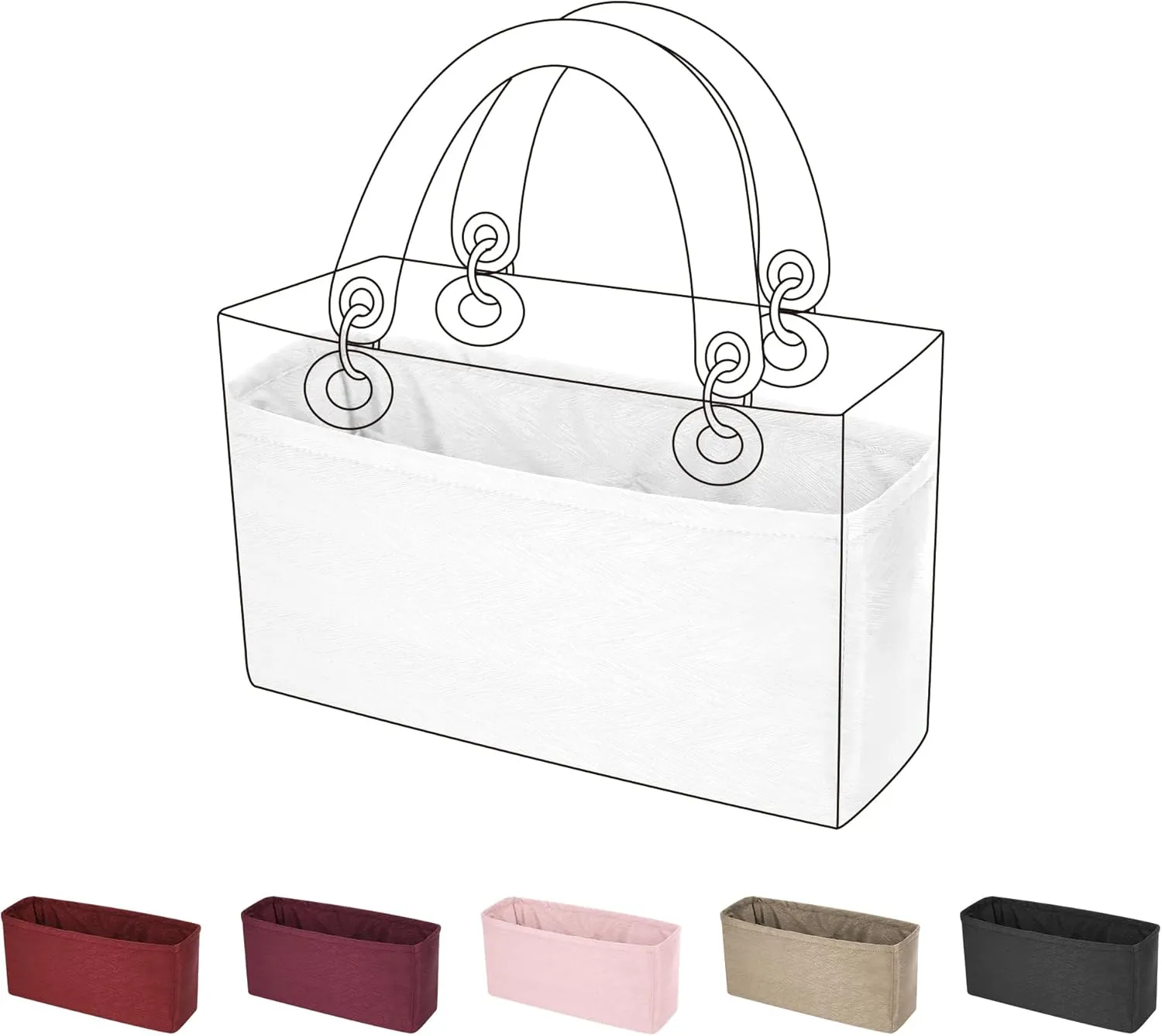 Purse Organizer Insert, unique pattern Bag organizer Liner, Backpack Organiser Insert, Bag Tote Shaper fit Dior Lady D-Joy (Small,White)