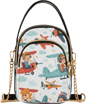 Quilted Crossbody Bags for Women,Animal Aircraft Women's Crossbody Handbags Small Travel Purses Phone Bag