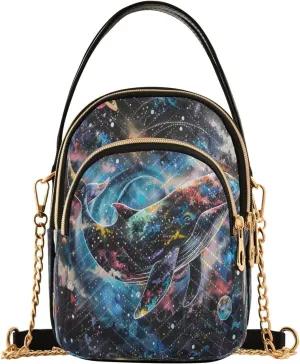 Quilted Crossbody Bags for Women,Cosmic Whale in Space Women's Crossbody Handbags Small Travel Purses Phone Bag
