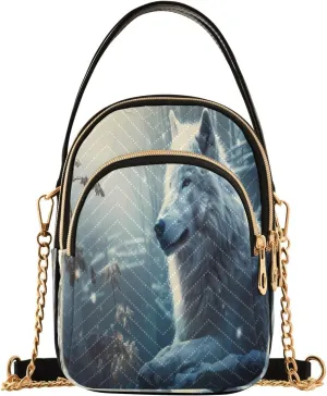 Quilted Crossbody Bags for Women,Wolf (82) Women's Crossbody Handbags Small Travel Purses Phone Bag
