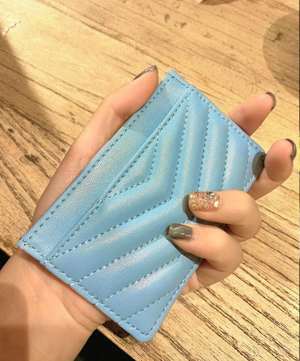 Quilted Leather Card Holder Wallet with RFID Blocking - Gifts for Teenage Girls and Women