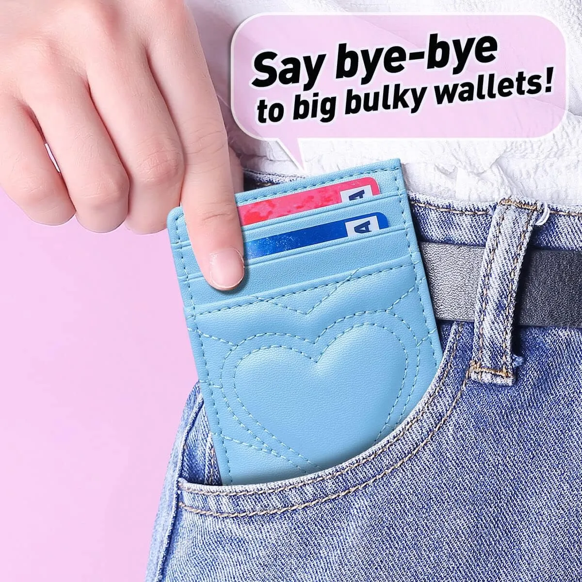 Quilted Leather Card Holder Wallet with RFID Blocking - Gifts for Teenage Girls and Women