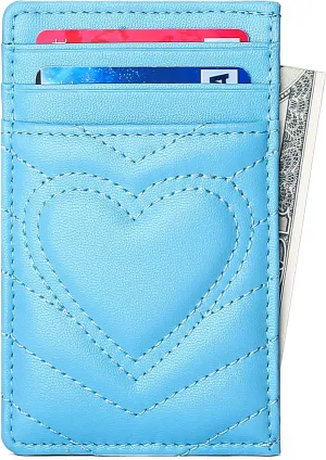 Quilted Leather Card Holder Wallet with RFID Blocking - Gifts for Teenage Girls and Women