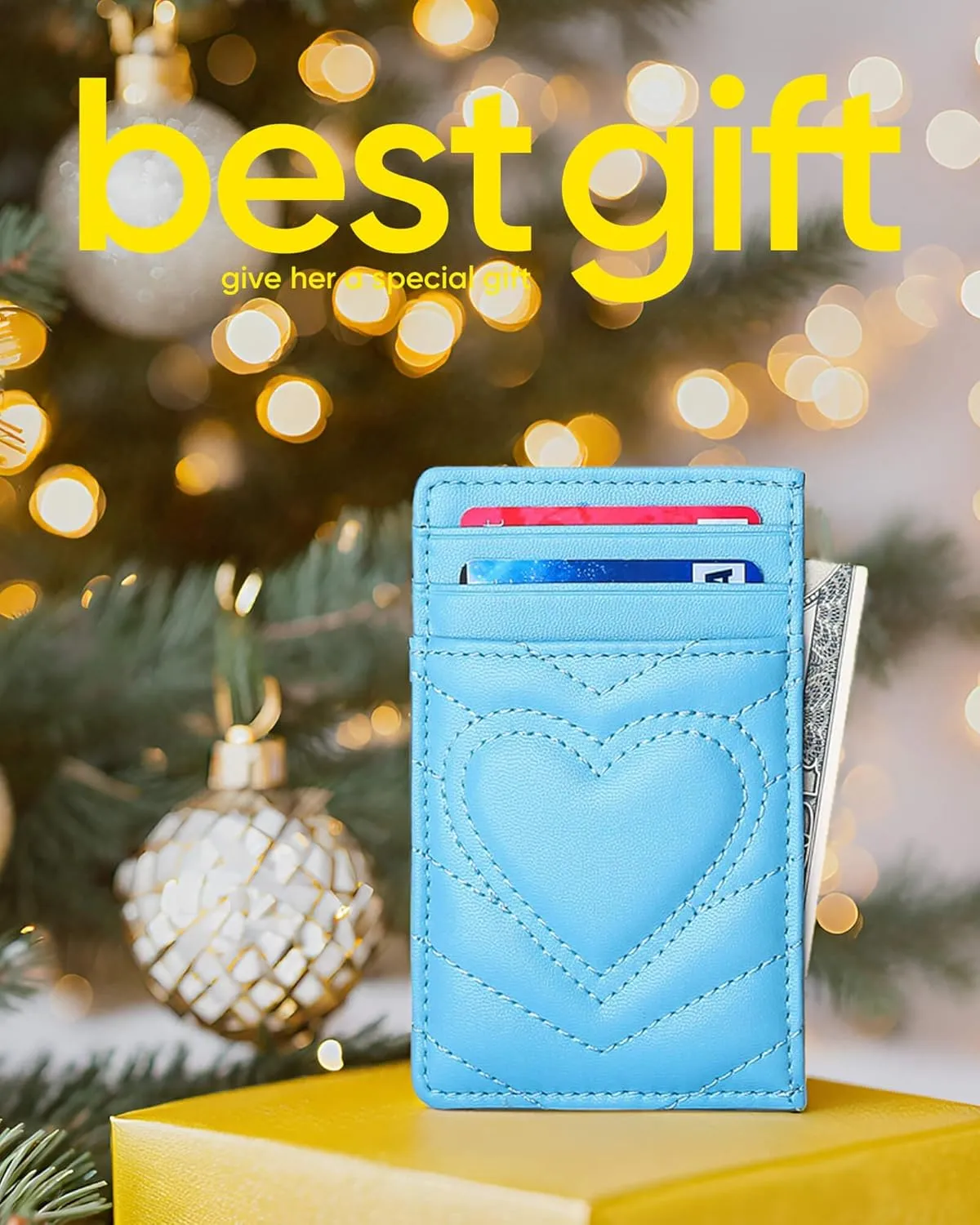 Quilted Leather Card Holder Wallet with RFID Blocking - Gifts for Teenage Girls and Women