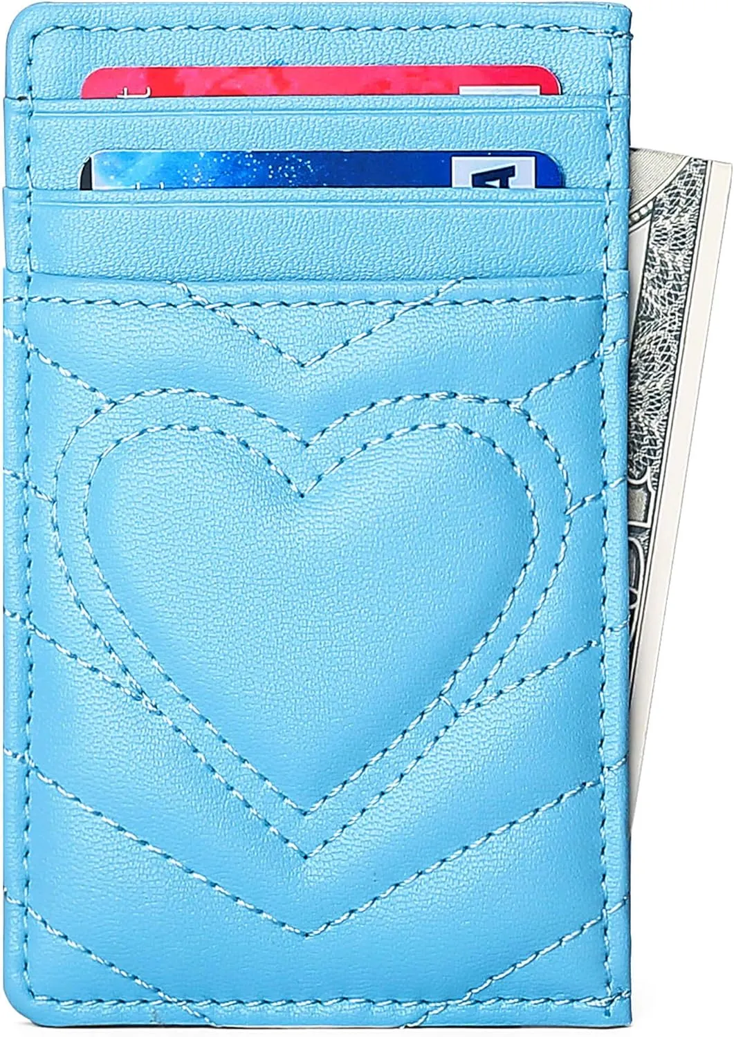 Quilted Leather Card Holder Wallet with RFID Blocking - Gifts for Teenage Girls and Women