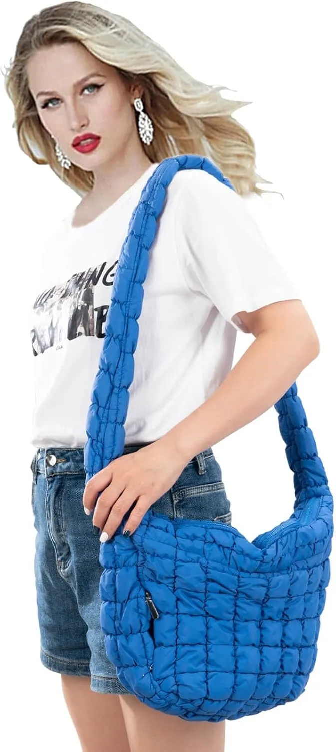 Quilted Puffer Tote Crossbody Bags for Women Bubble Puffy Purse