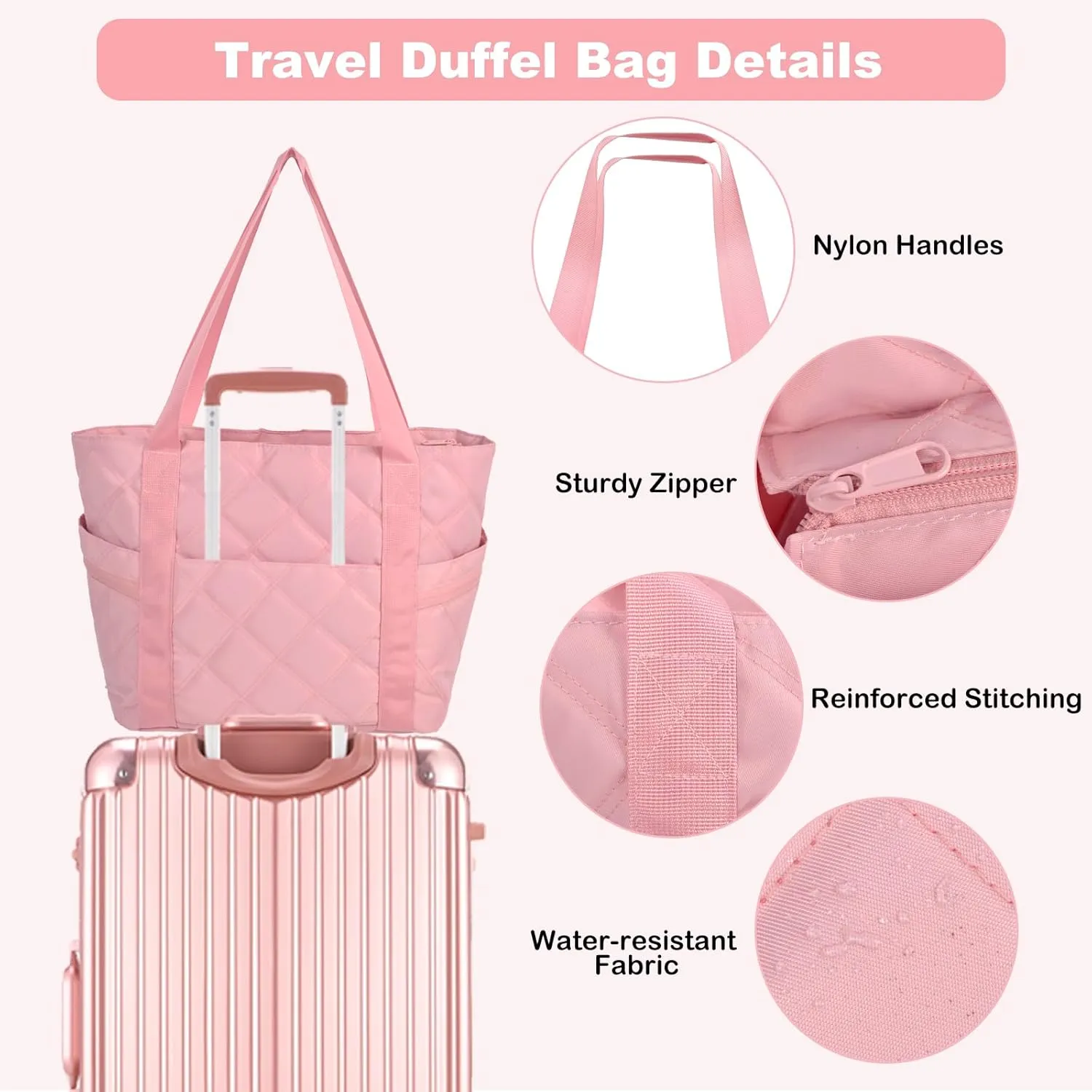 QZUnique Mothers Day Gifts - Initial Birthday Gift Travel Tote Bag for Mom Girl Women Work Nurse Overnight Bag Trolley Sleeve