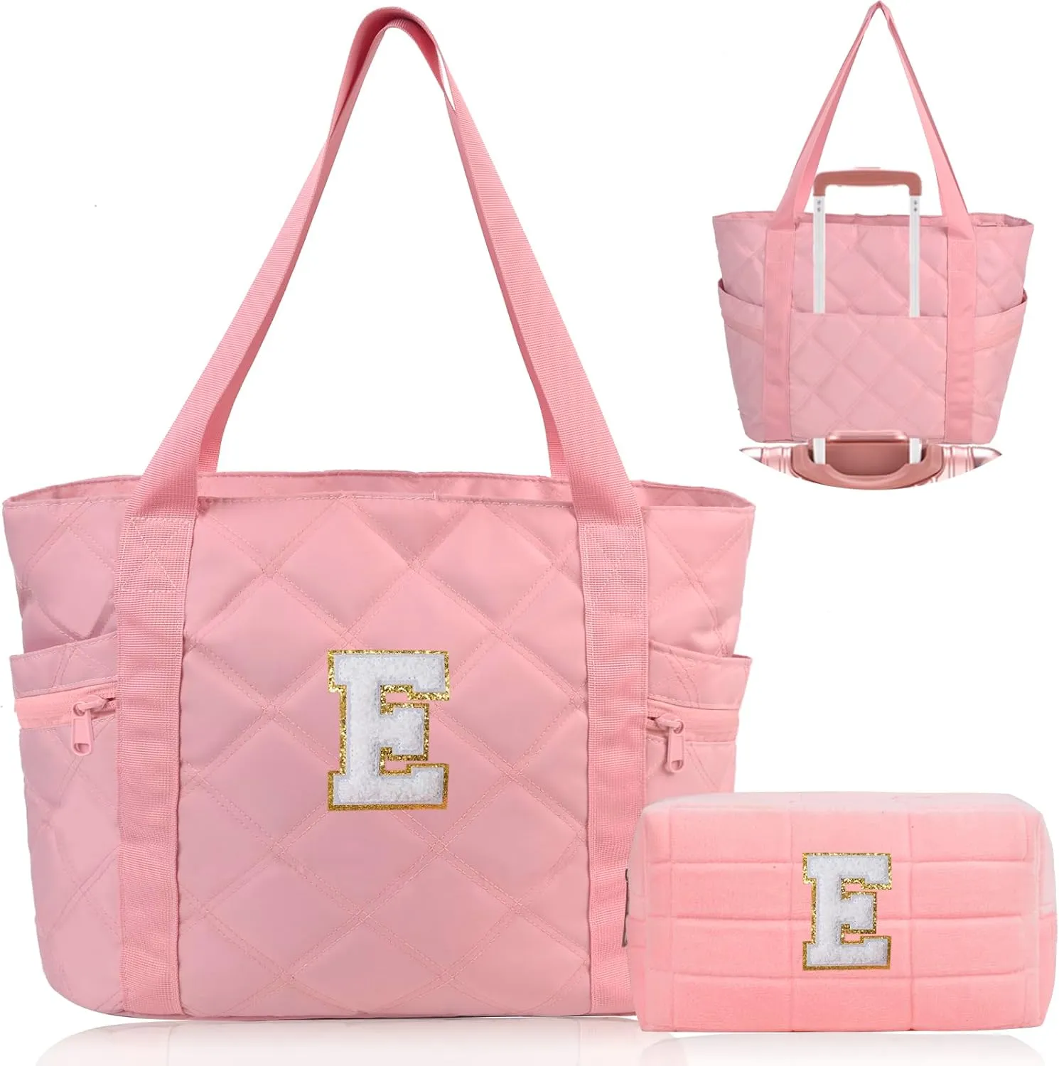 QZUnique Mothers Day Gifts - Initial Birthday Gift Travel Tote Bag for Mom Girl Women Work Nurse Overnight Bag Trolley Sleeve