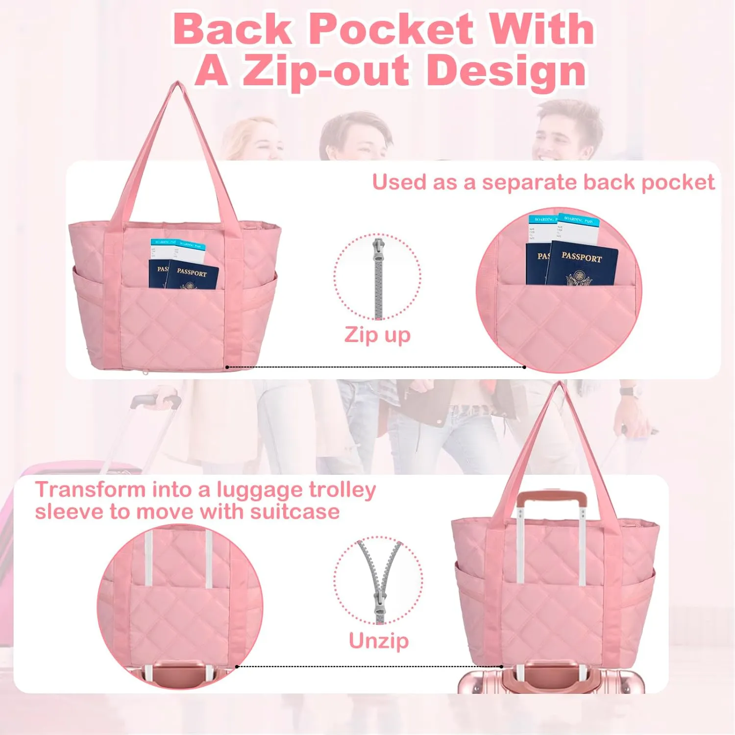 QZUnique Mothers Day Gifts - Initial Birthday Gift Travel Tote Bag for Mom Girl Women Work Nurse Overnight Bag Trolley Sleeve