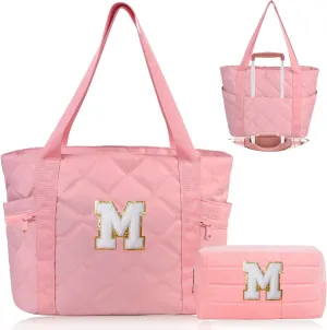 QZUnique Mothers Day Gifts - Initial Birthday Gift Travel Tote Bag for Mom Girl Women Work Nurse Overnight Bag Trolley Sleeve