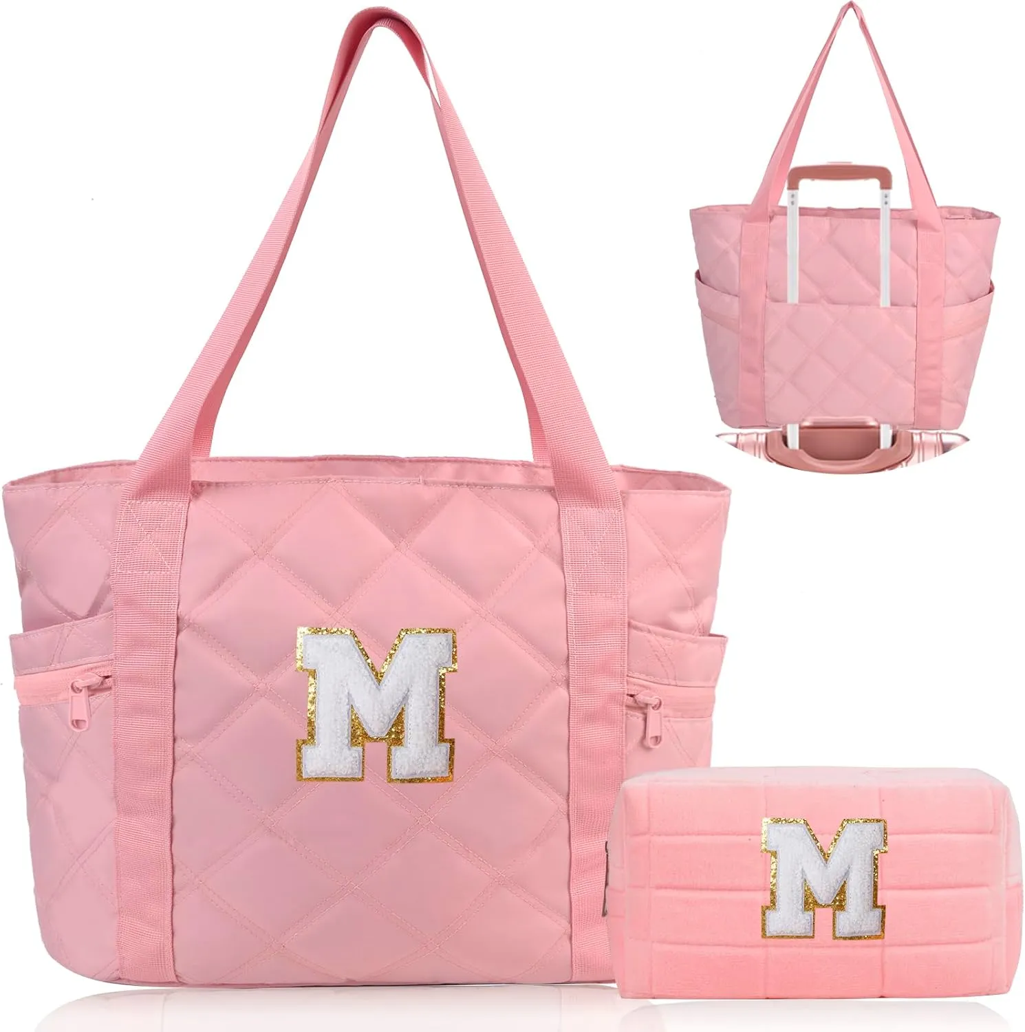 QZUnique Mothers Day Gifts - Initial Birthday Gift Travel Tote Bag for Mom Girl Women Work Nurse Overnight Bag Trolley Sleeve