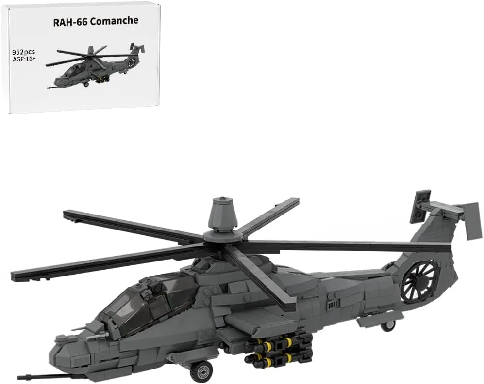 RAH-66 Comanche Stealth Helicopter Building Blocks, 1/35 Scale Helicopter Model, 952PCS Building Parts for Teens Adults, Gift for Military Enthusiasts, Designed by DarthDesigner