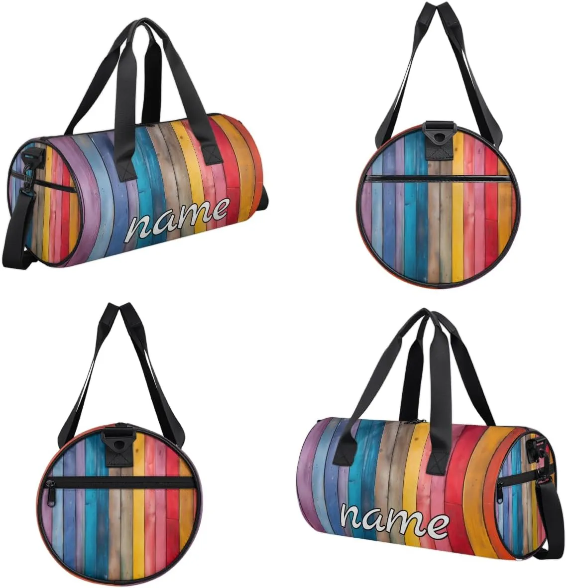 Rainbow Wood Grain Custom Duffel Bags Weekender Bags Custom Sport Duffel Bag Carry on Overnight Weekender Bag