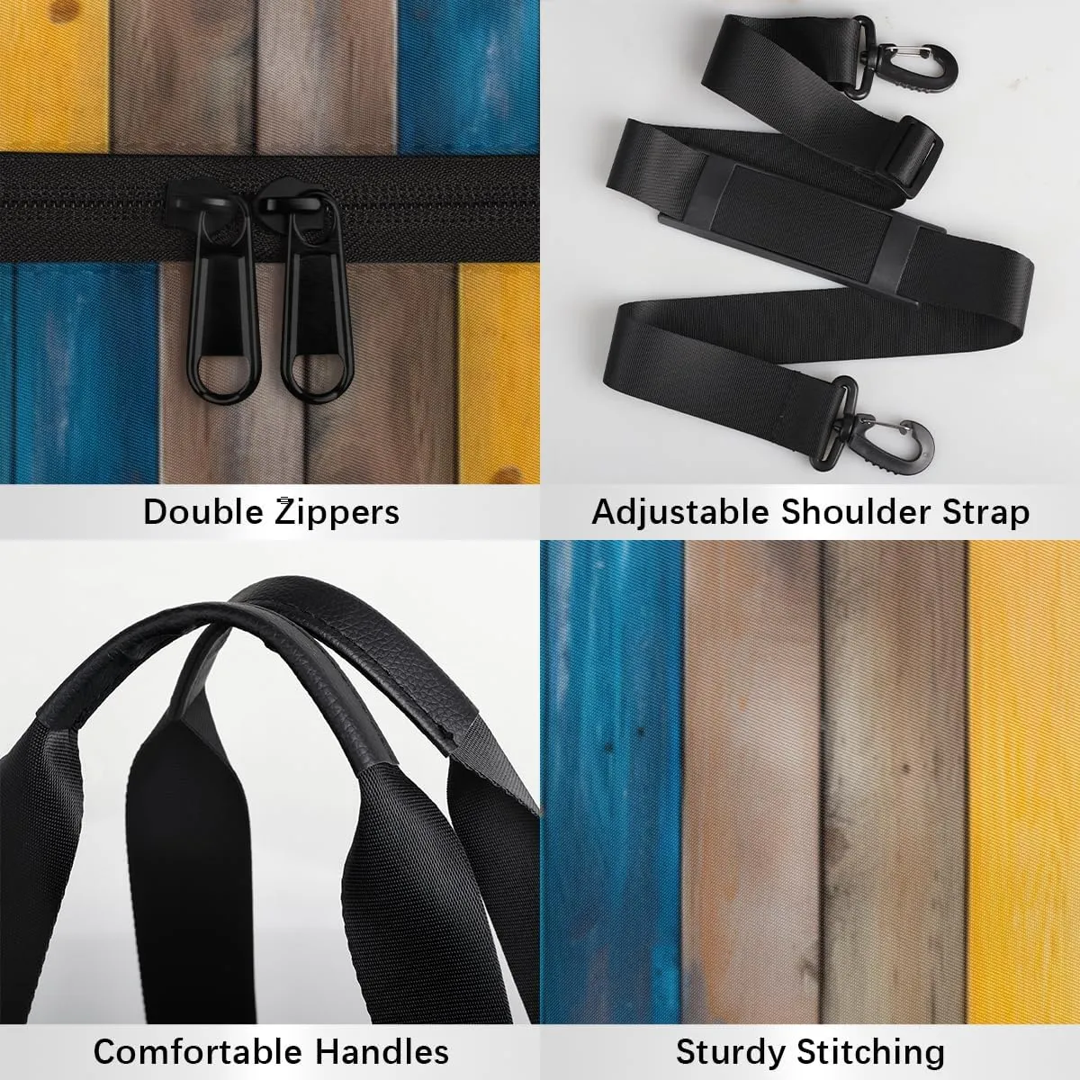Rainbow Wood Grain Custom Duffel Bags Weekender Bags Custom Sport Duffel Bag Carry on Overnight Weekender Bag
