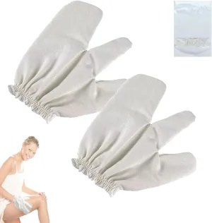 Raw Silk Garshana Gloves for Ayurvedic Dry Brushing & Body Exfoliation - Natural Massage Gloves with Elastic Wrist, Spa Bath & Home Wellness (2 PCS)